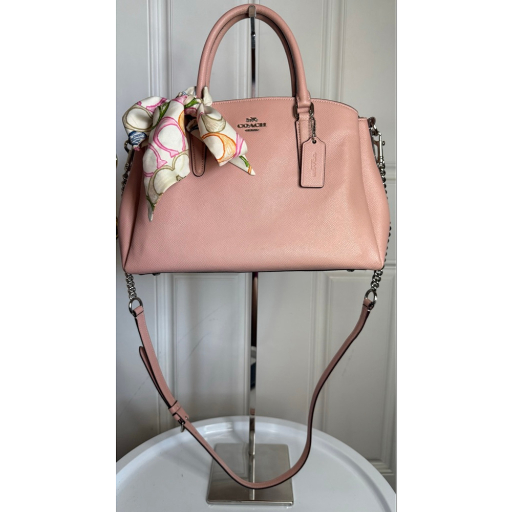 Women's Coach Pink Pebbled Leather Satchel Bag One Size - Picture 14 of 14